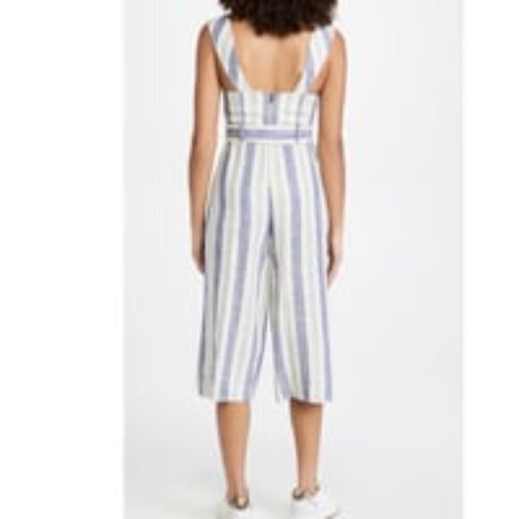 ALICE + OLIVIA Marty Belted Striped Linen-Blend Jumpsuit - Picture 11 of 15